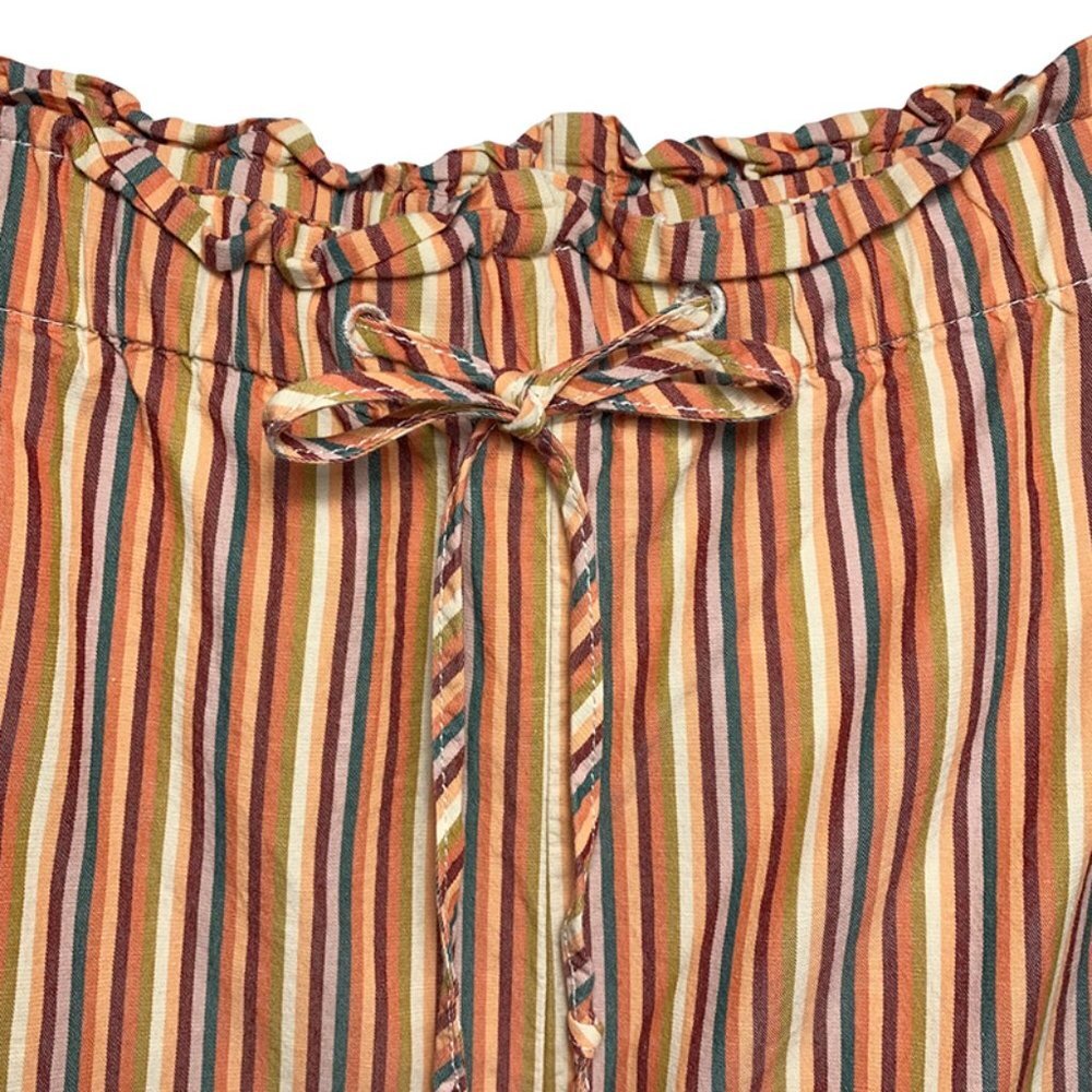 MADEWELL High Waisted Paperbag Shorts in May Rain Stripe Classic Coral - Picture 5 of 7